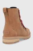 Замшеві черевики Sorel Lennox Lace WP жіночі колір коричневий на плоскому ходу злегка утеплена Замшеві черевики Sorel Lennox Lace WP жіночі колір коричневий на плоскому ходу злегка утеплена
