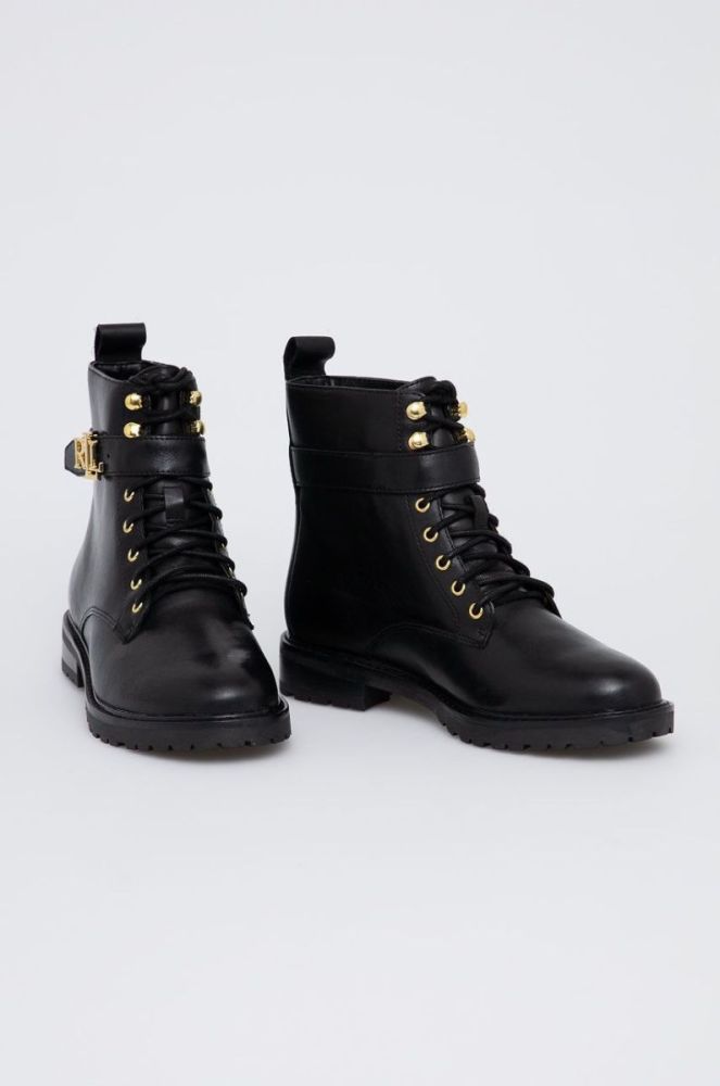 Шкіряні черевики Lauren Ralph Lauren Elridge жіночі колір чорний на плоскому ходу 802838413001 фото 2