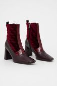 Шкіряні черевики Karl Lagerfeld жіночі колір бордовий каблук блок
