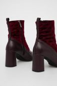 Шкіряні черевики Karl Lagerfeld жіночі колір бордовий каблук блок