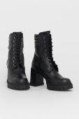 Шкіряні черевики Karl Lagerfeld жіночі колір чорний каблук блок