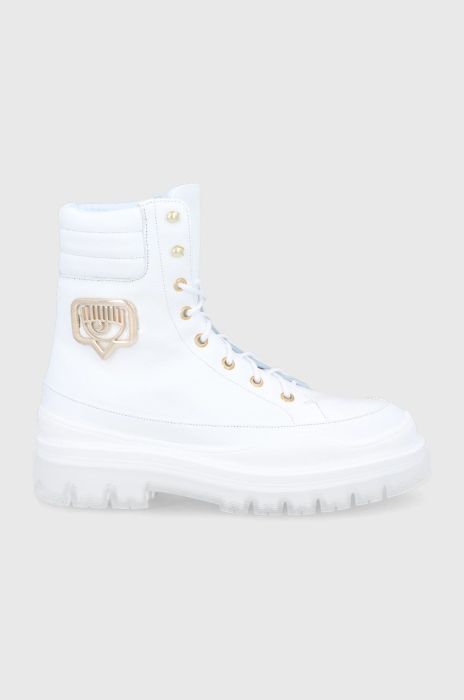 Шкіряні черевики Chiara Ferragni жіночі колір білий на платформі Шкіряні черевики Chiara Ferragni жіночі колір білий на платформі