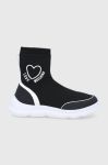 Черевики Love Moschino колір чорний на плоскому ходу Черевики Love Moschino колір чорний на плоскому ходу