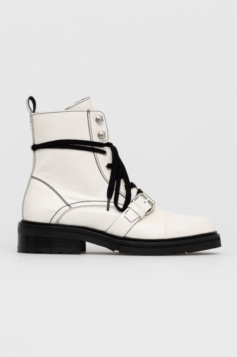 Шкіряні черевики AllSaints Donita жіночі колір білий на плоскому ходу