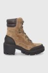 Замшеві черевики Tory Burch Lug Sole Hiker жіночі колір коричневий каблук блок Замшеві черевики Tory Burch Lug Sole Hiker жіночі колір коричневий каблук блок