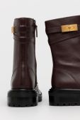 Шкіряні черевики Tory Burch жіночі колір бордовий на плоскому ходу Шкіряні черевики Tory Burch жіночі колір бордовий на плоскому ходу