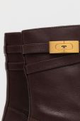 Шкіряні черевики Tory Burch жіночі колір бордовий на плоскому ходу Шкіряні черевики Tory Burch жіночі колір бордовий на плоскому ходу