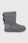 Дитячі замшеві чоботи UGG Bailey Bow II колір сірий Дитячі замшеві чоботи UGG Bailey Bow II колір сірий