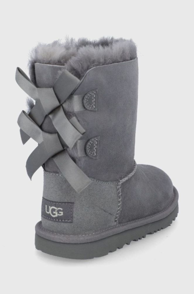 Дитячі замшеві чоботи UGG Bailey Bow II колір сірий фото 3