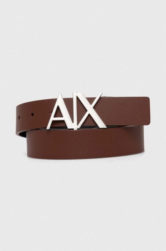Шкіряний ремінь Armani Exchange чоловічий колір коричневий