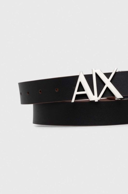 Шкіряний ремінь Armani Exchange чоловічий колір коричневий фото 2