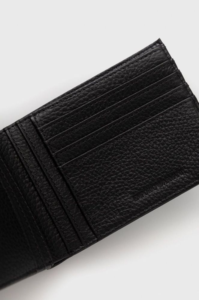Шкіряний гаманець + брелок Emporio Armani чоловічий колір чорний фото 3