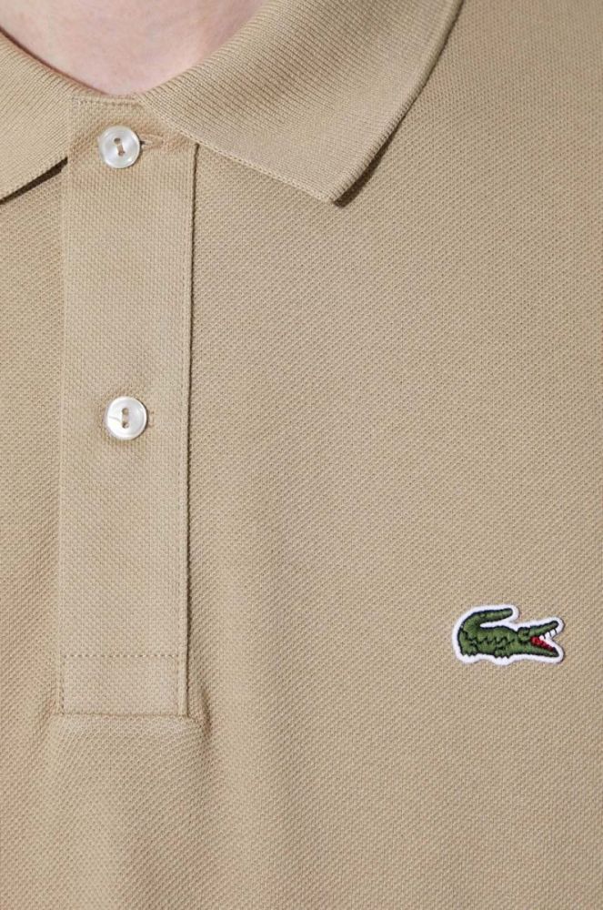 Бавовняне поло Lacoste колір зелений однотонний фото 6