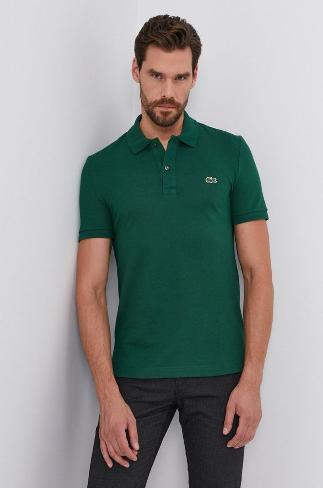 Бавовняне поло Lacoste колір зелений однотонний PH4012.-132