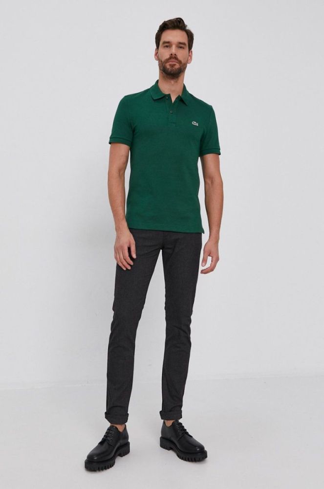 Бавовняне поло Lacoste колір зелений однотонний PH4012.-132 фото 2