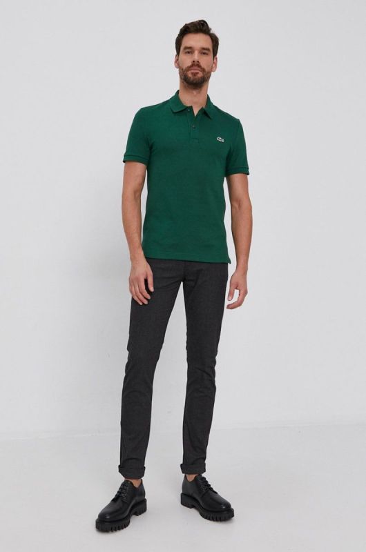 Бавовняне поло Lacoste колір зелений однотонний PH4012.-132 фото 2