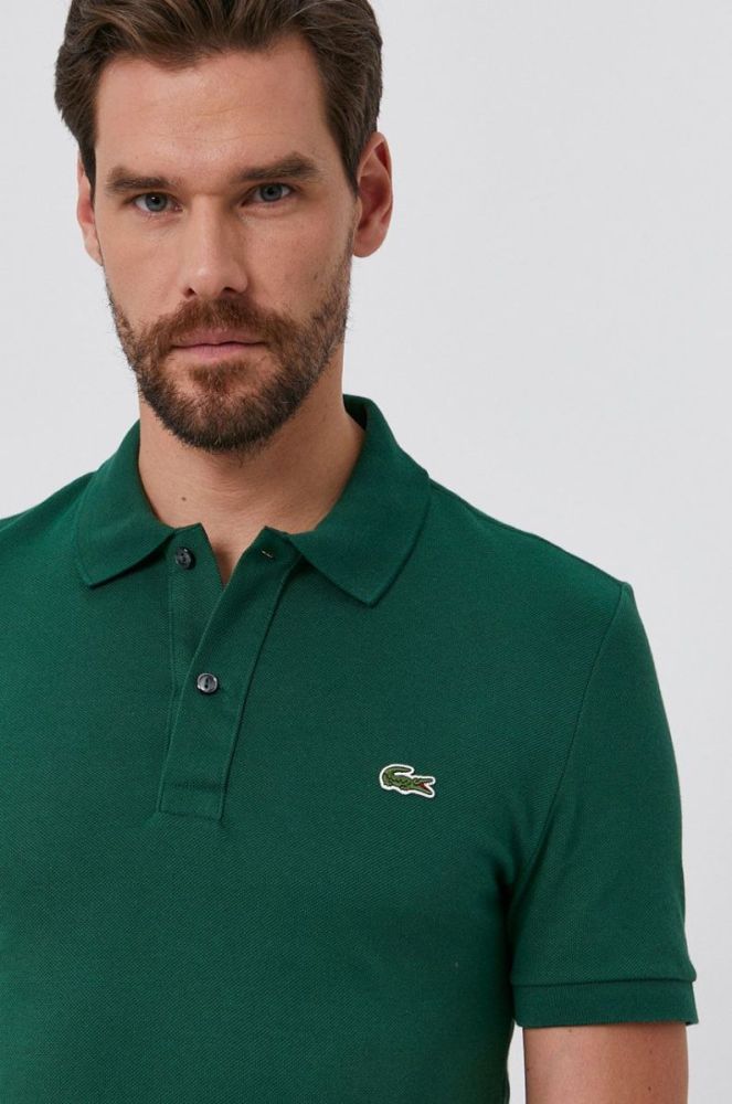 Бавовняне поло Lacoste колір зелений однотонний PH4012.-132 фото 4