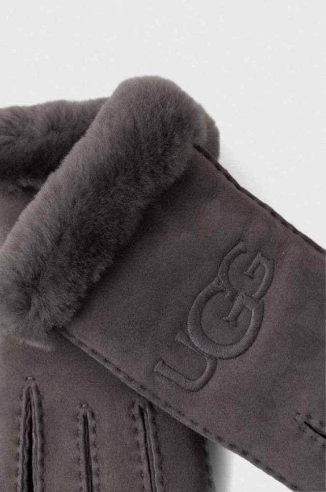 Замшеві рукавички UGG жіночі колір сірий фото 2