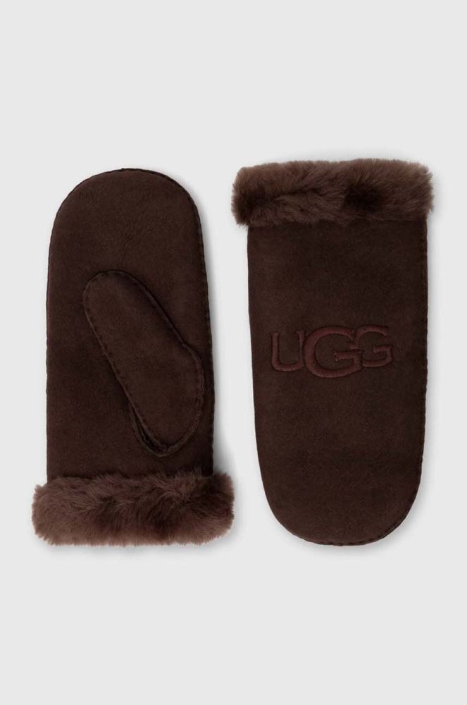 Замшеві рукавички UGG жіночі колір коричневий (3581640)