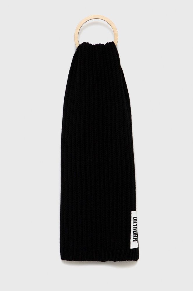 Вовняний шарф Drykorn колір чорний гладкий