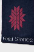 Шарф з домішкою вовни Femi Stories колір синій візерунок