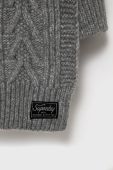 Шаль з домішкою вовни Superdry колір сірий однотонний