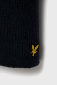 Вовняний шарф Lyle & Scott колір синій гладкий