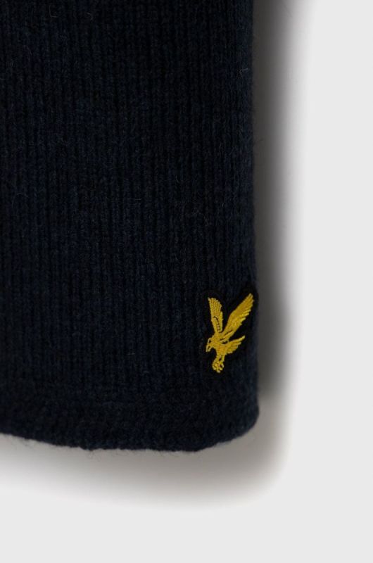 Вовняний шарф Lyle & Scott колір синій гладкий фото 2