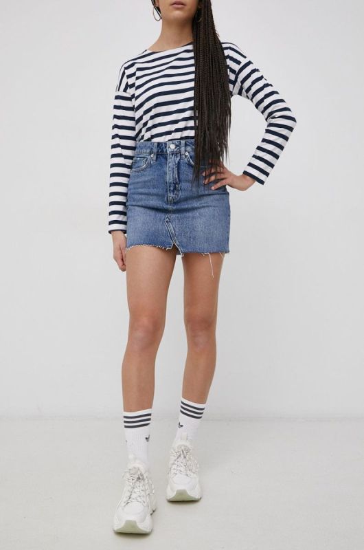 Джинсова спідниця Superdry mini пряма колір блакитний (2123574)