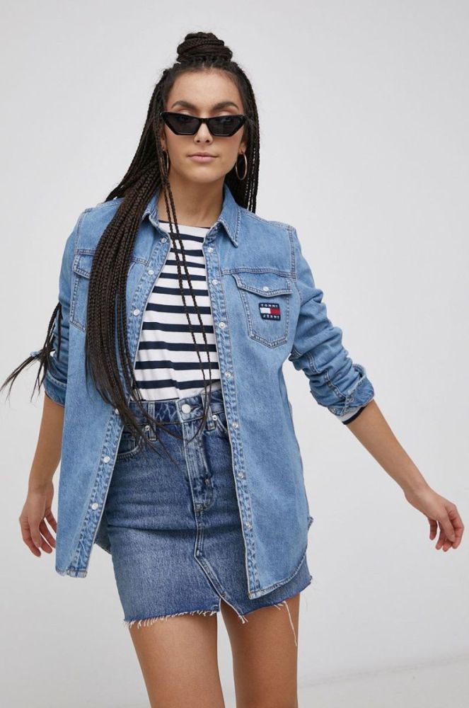 Джинсова спідниця Superdry mini пряма колір блакитний (2123574) фото 2