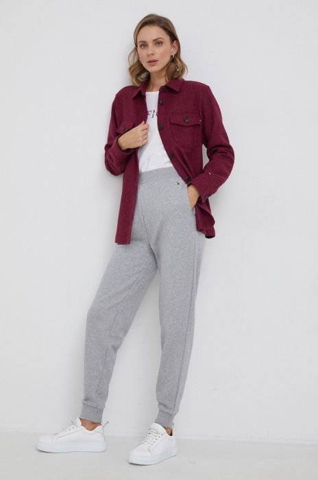 Штани Tommy Hilfiger жіночі колір сірий гладкі