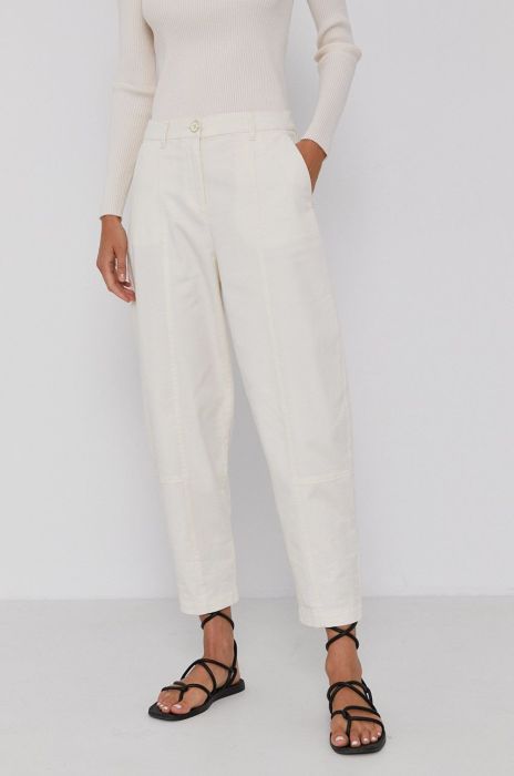 Штани Pennyblack жіночі колір кремовий широке висока посадка