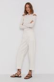 Штани Pennyblack жіночі колір кремовий широке висока посадка