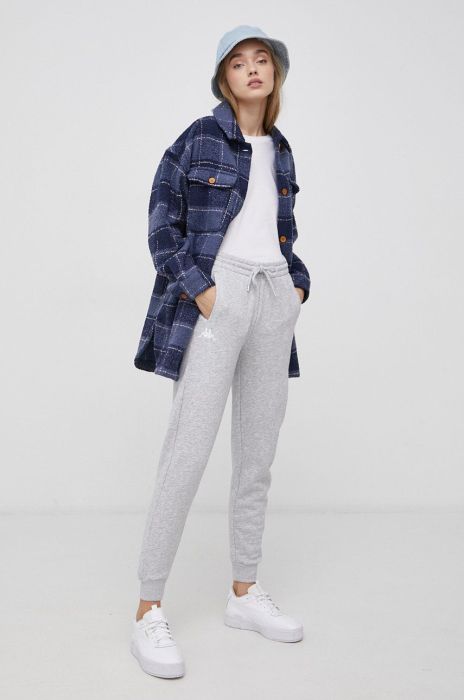 Штани Kappa жіночі колір сірий гладкі