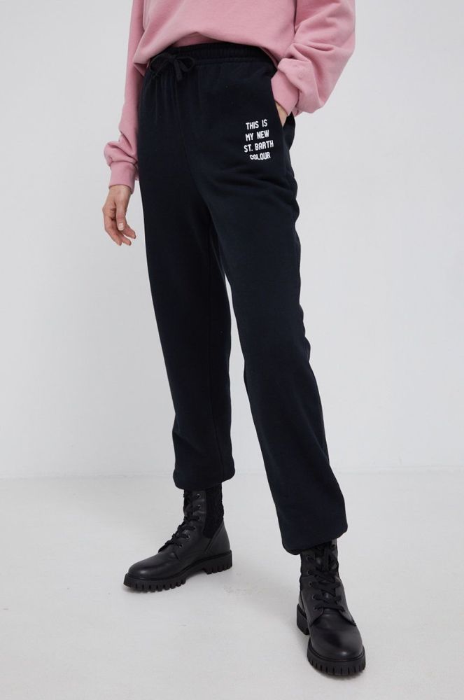 Бавовняні штани MC2 Saint Barth жіночі колір чорний гладкі