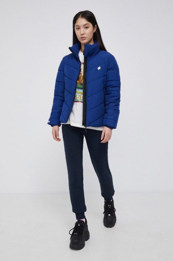 Штани Superdry жіночі колір синій однотонні фото 2