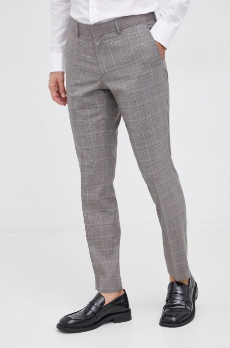 Штани з домішкою вовни Tiger Of Sweden чоловічі колір сірий облягаюче