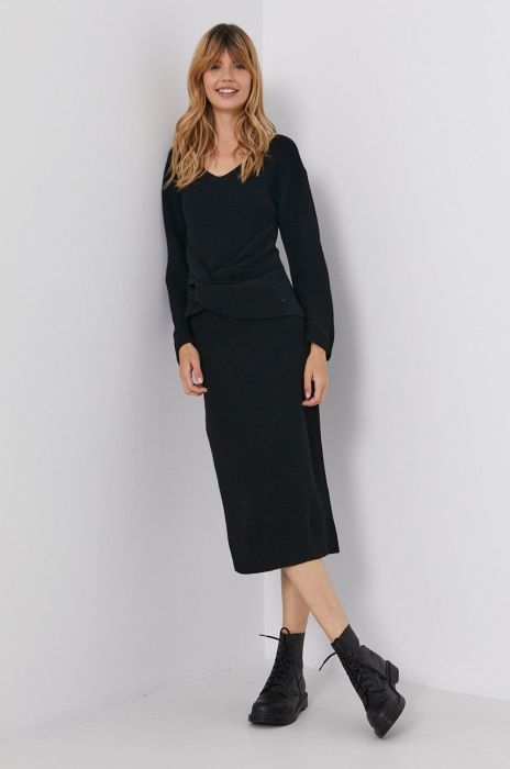 Сукня Emporio Armani колір чорний midi розкльошена