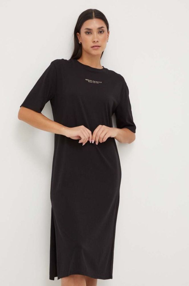 Сукня Armani Exchange maxi пряма колір чорний фото 4