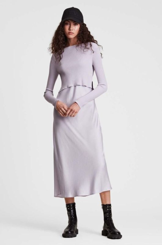 Сукня і светр AllSaints maxi пряма колір фіолетовий (3321586) фото 2