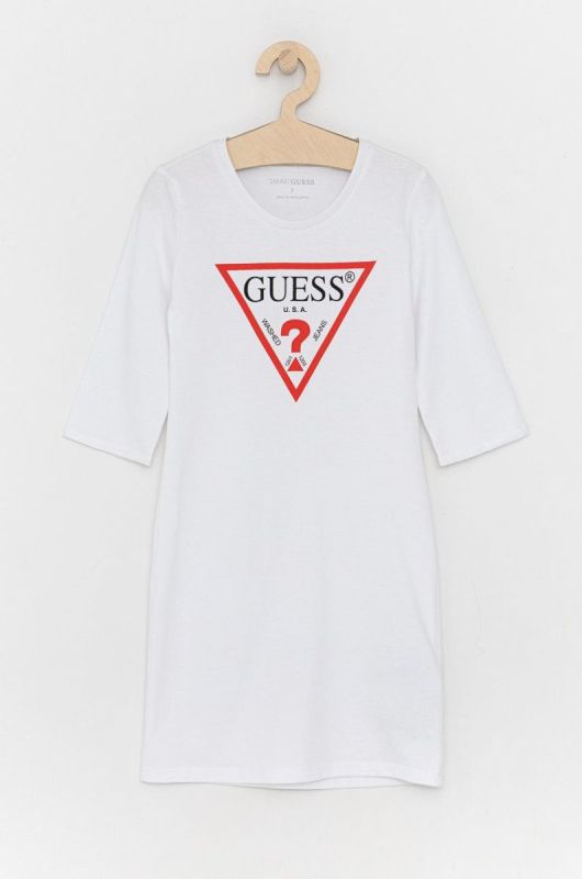 Дитяча бавовняна сукня Guess колір білий mini пряма (1538036)