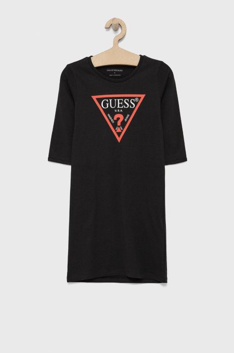 Дитяча бавовняна сукня Guess колір чорний mini пряма (1538028)