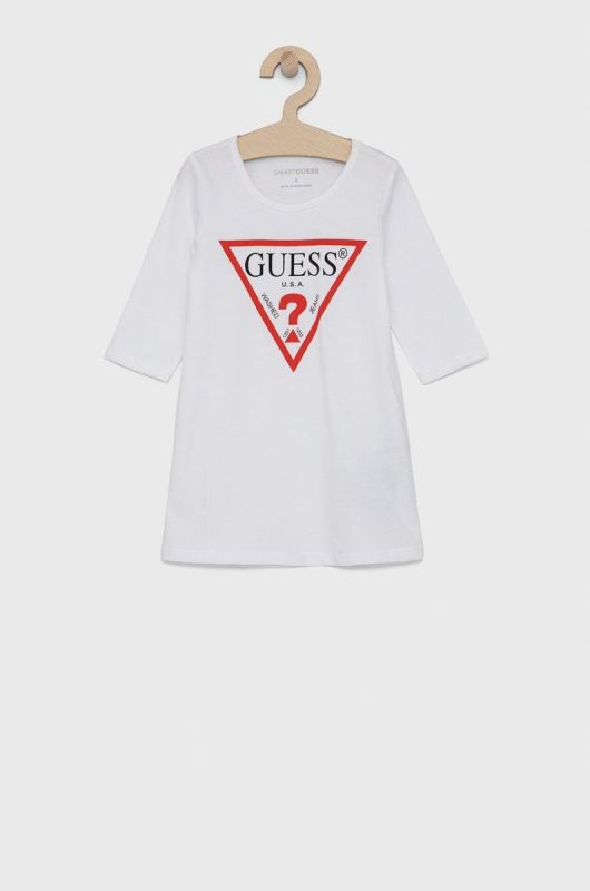 Дитяча бавовняна сукня Guess колір білий mini розкльошена (1538501)