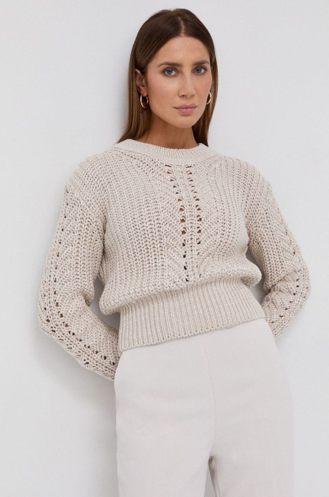 Бавовняний светер Morgan жіночий колір кремовий теплий