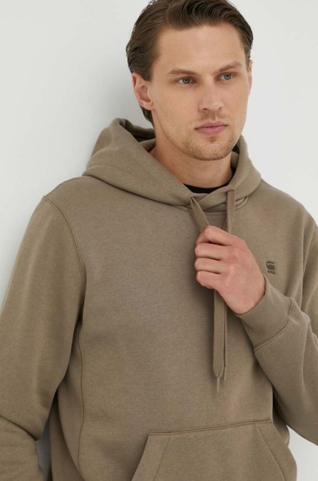 Кофта G-Star Raw Чоловіча колір коричневий з капюшоном однотонна