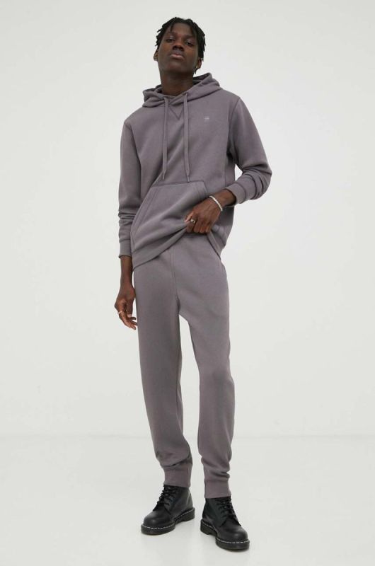 Кофта G-Star Raw чоловіча колір фіолетовий з капюшоном однотонна фото 2