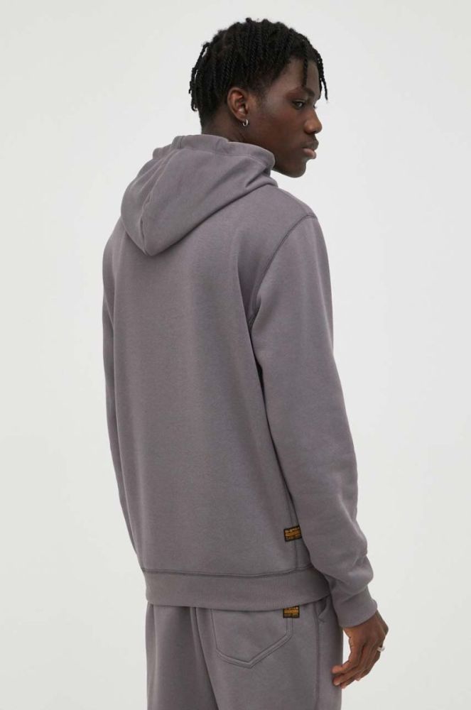 Кофта G-Star Raw чоловіча колір фіолетовий з капюшоном однотонна фото 3