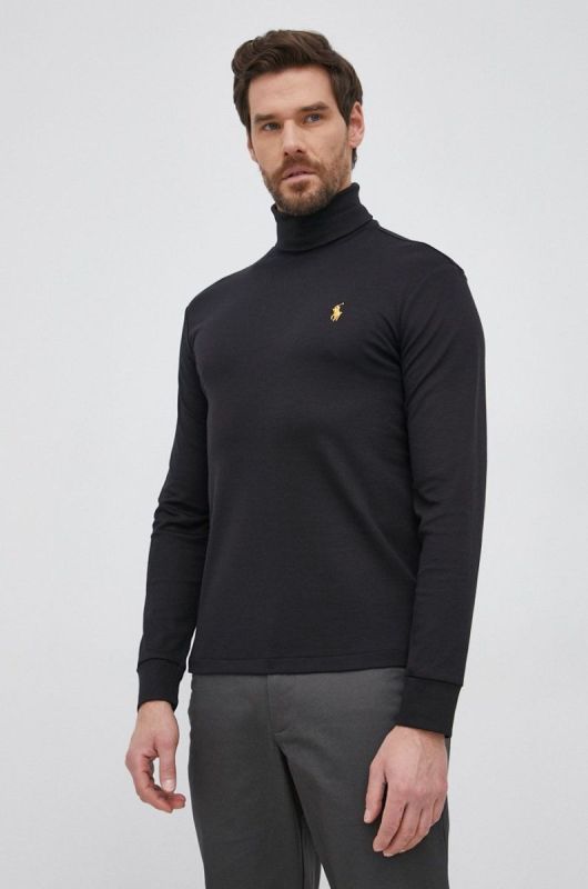 Бавовняний лонгслів Polo Ralph Lauren колір чорний