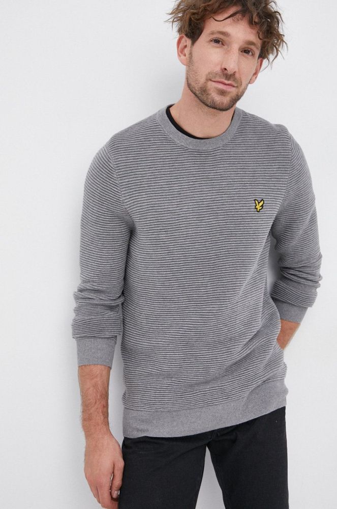 Бавовняний светер Lyle & Scott чоловічий колір сірий легкий