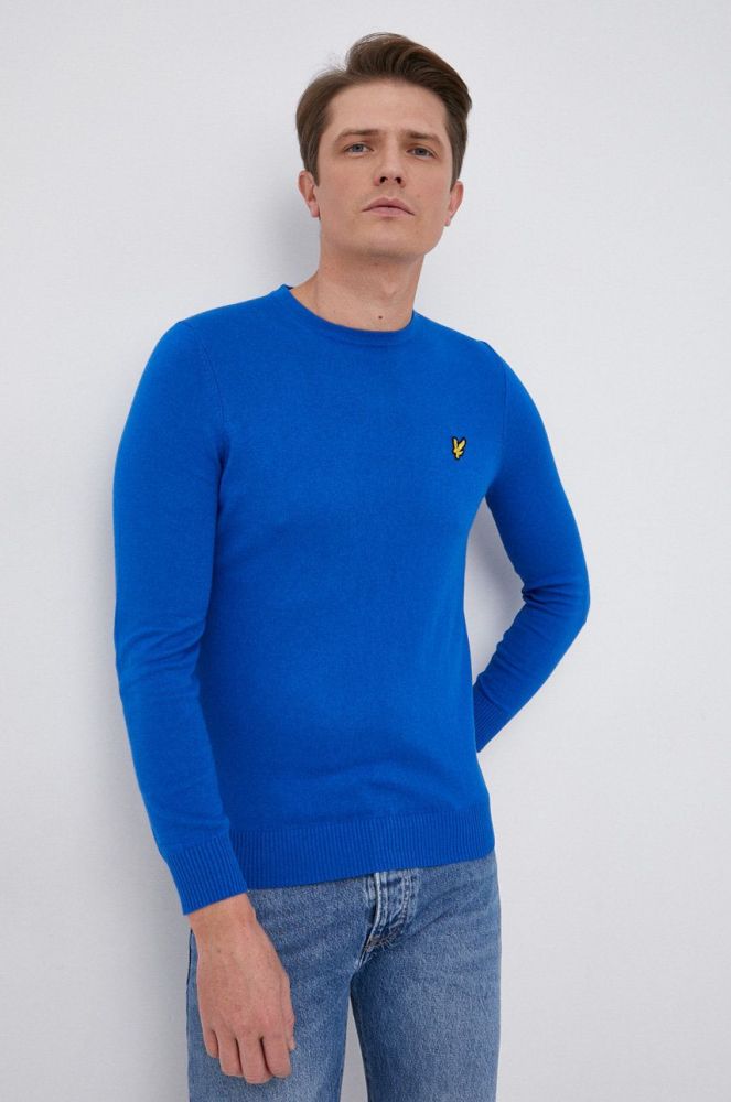 Светр з домішкою вовни Lyle & Scott чоловічий легкий колір блакитний (1826189)